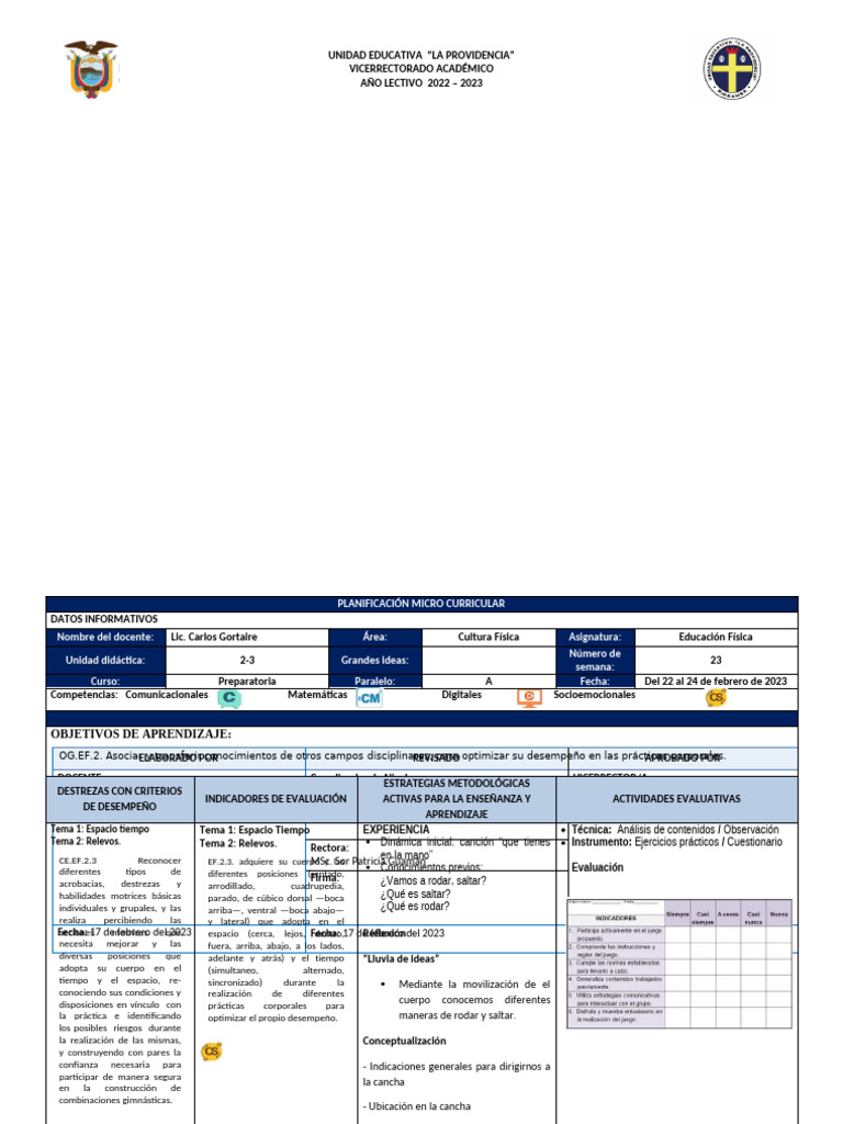 Preparatoria Plan de Clase Semana 23 | PDF | Aprendizaje | Evaluación