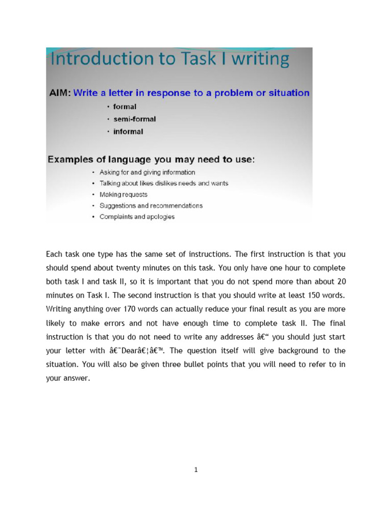 IELTS Task 1 Writing Guidelines | PDF | Question | International ...