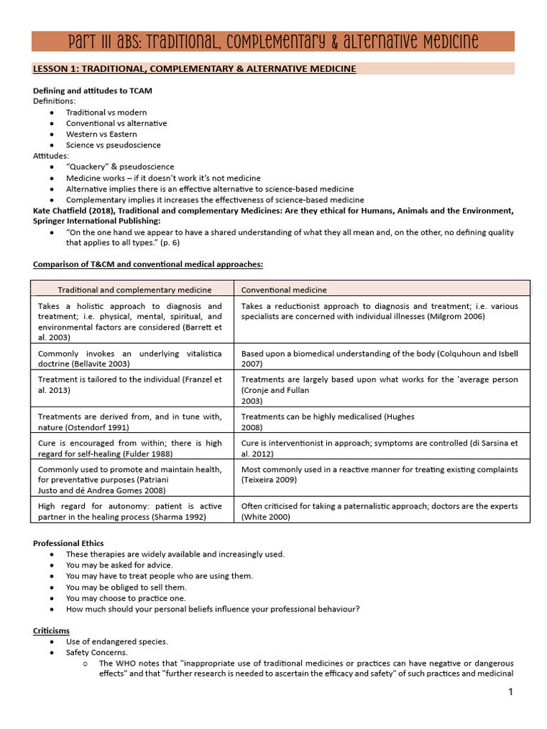 Abs Traditional Medicine Lectures | PDF | Vitamin | Dietary Supplements