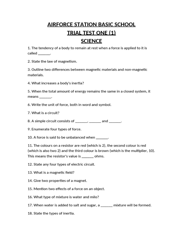1 Trial Test | PDF | Science & Mathematics | Technology & Engineering