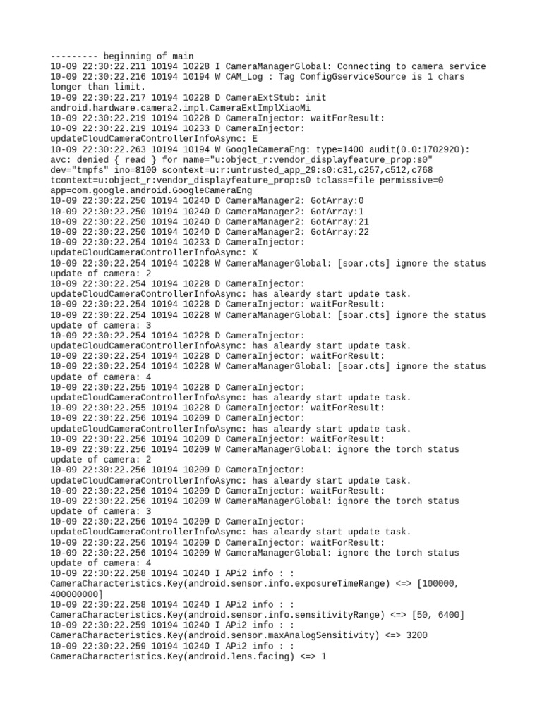 Camera Service Connection Logs | PDF | Computing | Software