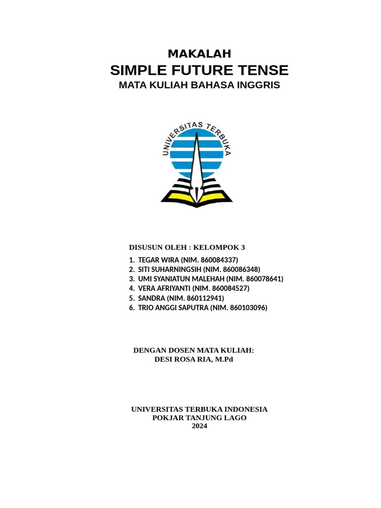 Panduan Lengkap Simple Future Tense PDF