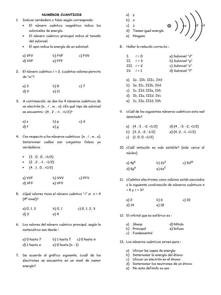 Numeros Cuanticos, Configuracion Electronica y Tabla Periodica | PDF ...