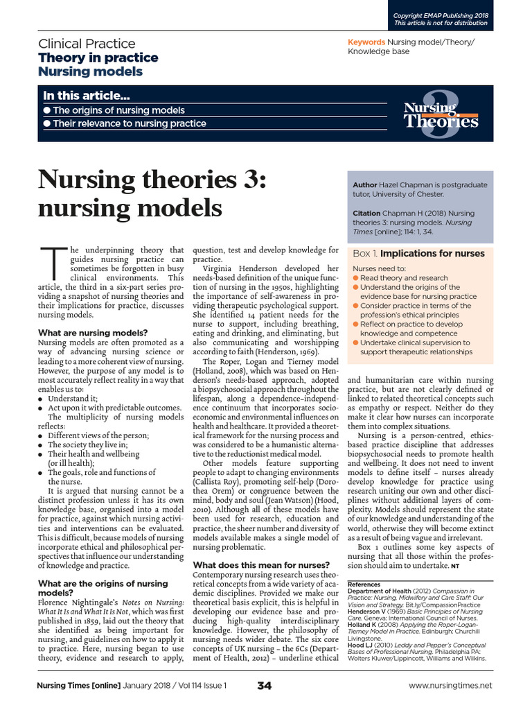Nursing Theories 3 Nursing Models | PDF | Nursing