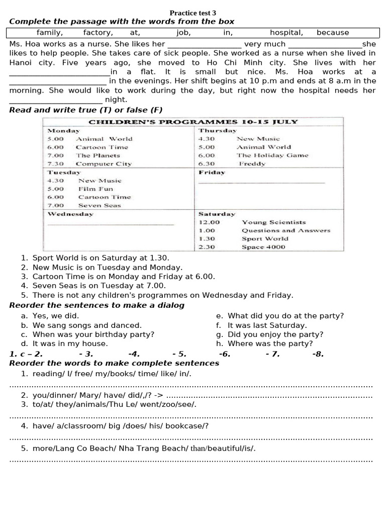 Practice Test 12 On Lop 6 | PDF
