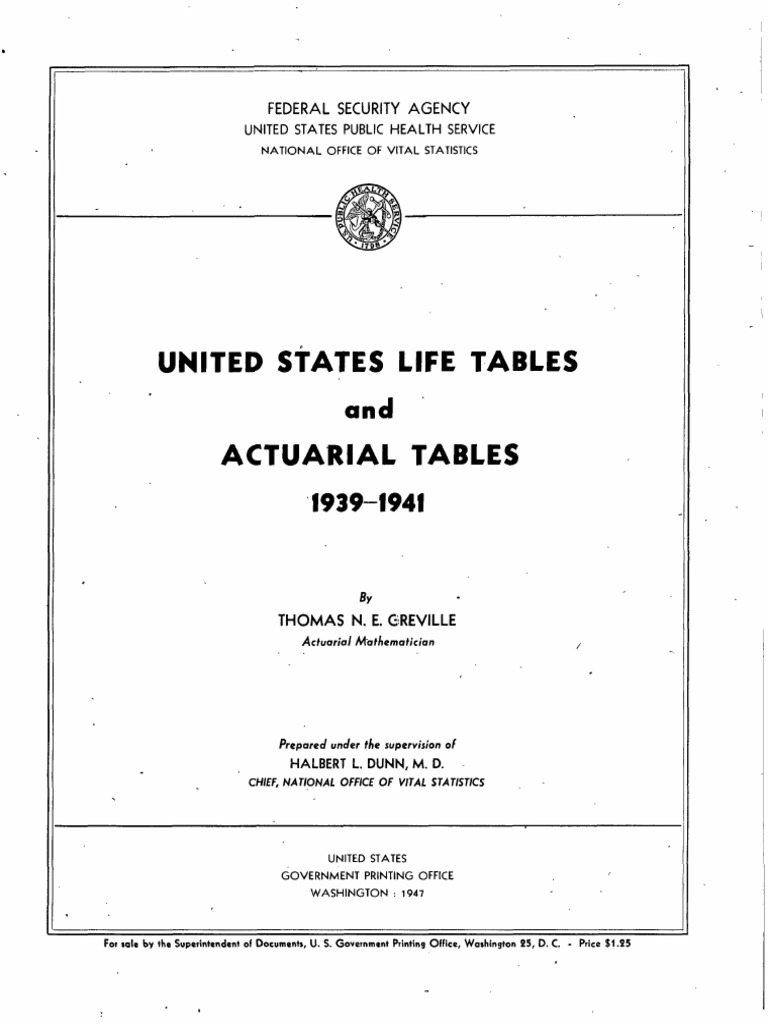 U.S. Life Tables and Actuarial Data 1939-1941 | PDF | Mean | Applied ...