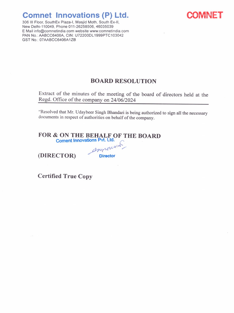 Board Resolution | PDF