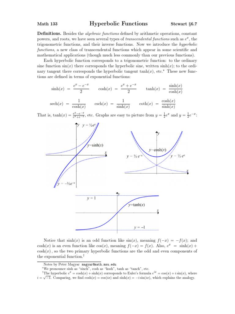 Understanding Hyperbolic Functions | PDF | Trigonometric Functions ...