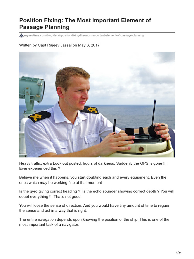 Position Fixing in Passage Planning | PDF | Navigation
