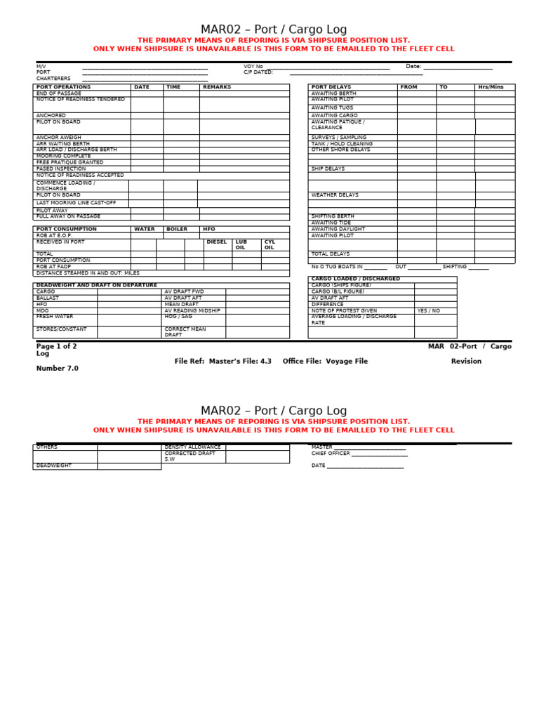 MAR_02_-_Port_-_Cargo_Log | PDF | Water Transport | Ships
