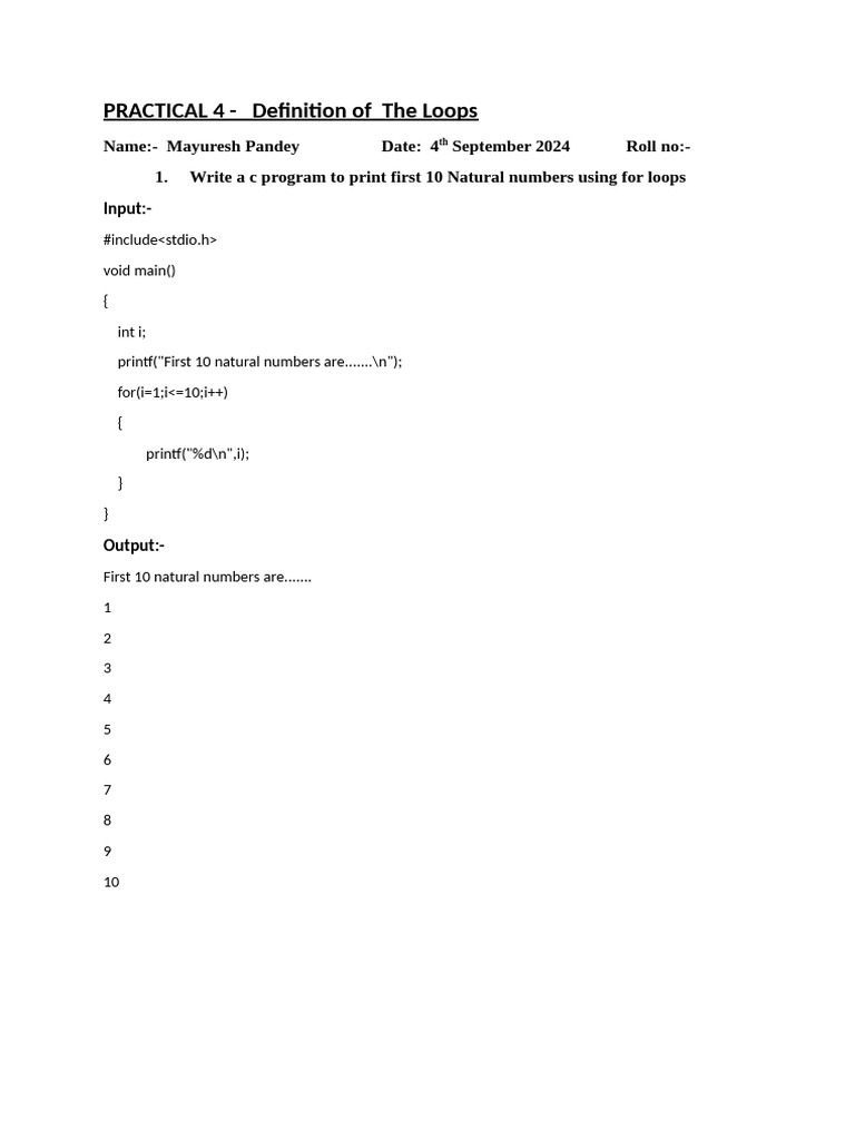 C Programs for Loops and Number Operations | PDF | Computer Science ...