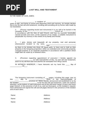 Form_LAST WILL AND TESTAMENT Equal Shares