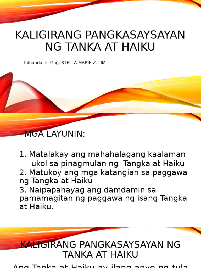 Kaligirang Pangkasaysayan NG Tanka at Haiku | PDF