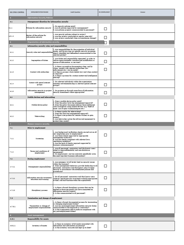 ISO 27001 Questions 1 | PDF | Information Security | Employment