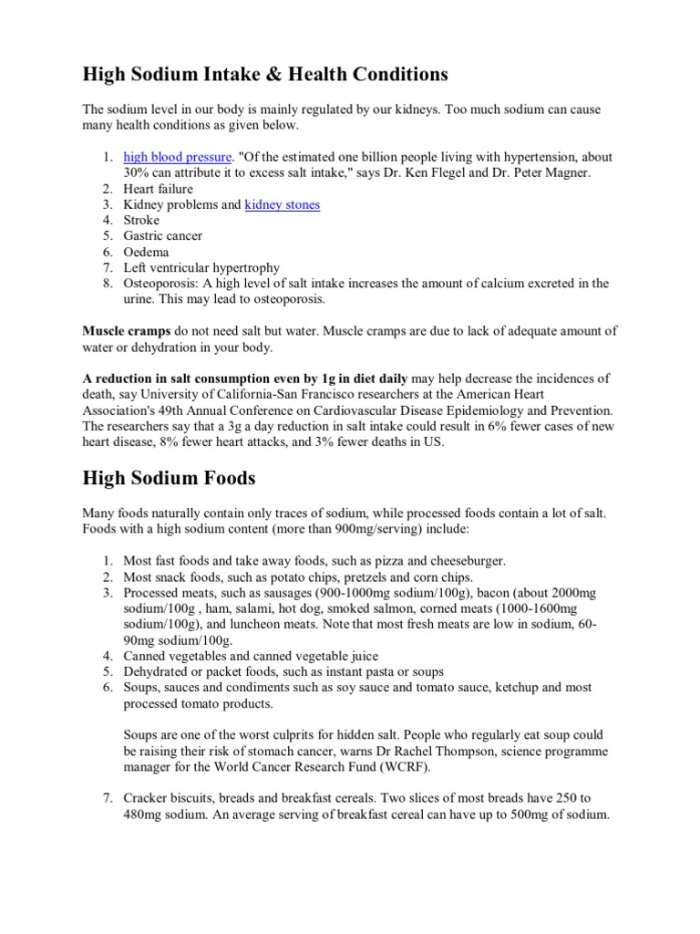 High Sodium Intake | PDF | Salt | Juice