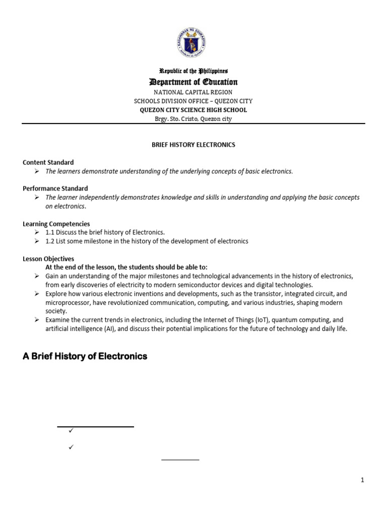 HandoutNo.1HistoryOfElectronics PDF Integrated Circuit Transistor
