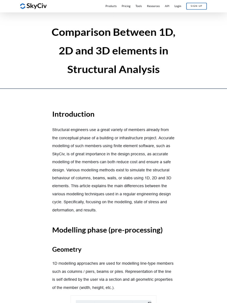 Comparison Between 1D, 2D and 3D Elements in Structural Analysis ...