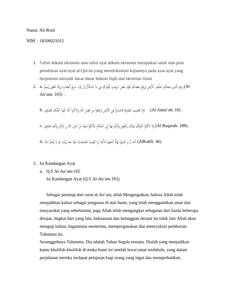 Tafsir Ekonomi dalam Al-Qur'an | PDF
