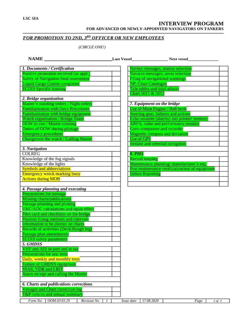 Navigator Interview Program Checklist | PDF | Navigation | Navigator