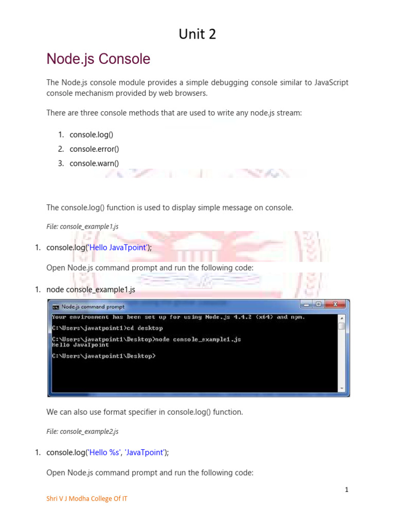 Node.js Console and REPL Guide | PDF | Command Line Interface | Java Script