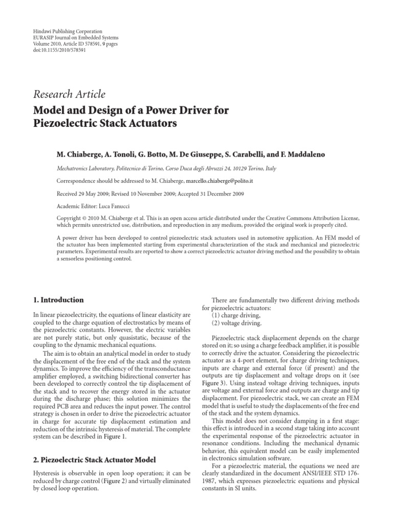 Model and Design of A Power Driver For P | PDF | Piezoelectricity ...