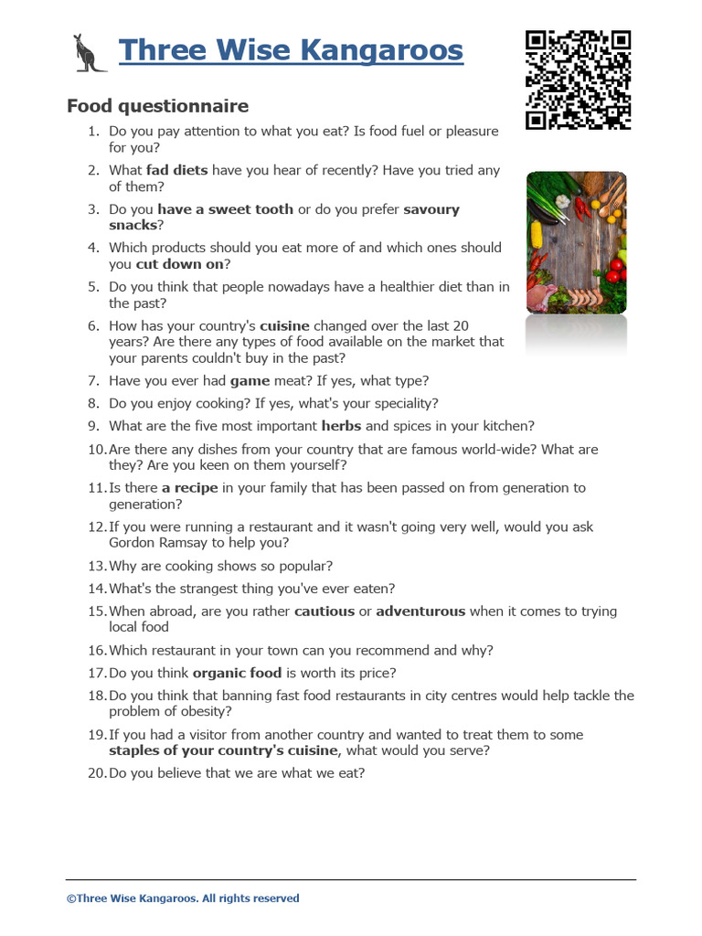 Food Questionnaire | PDF