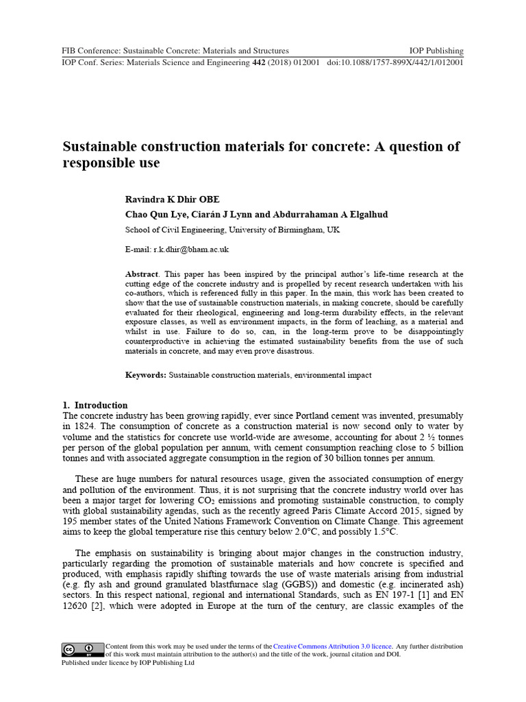Sustainable Concrete Innovations | PDF | Concrete | Cement