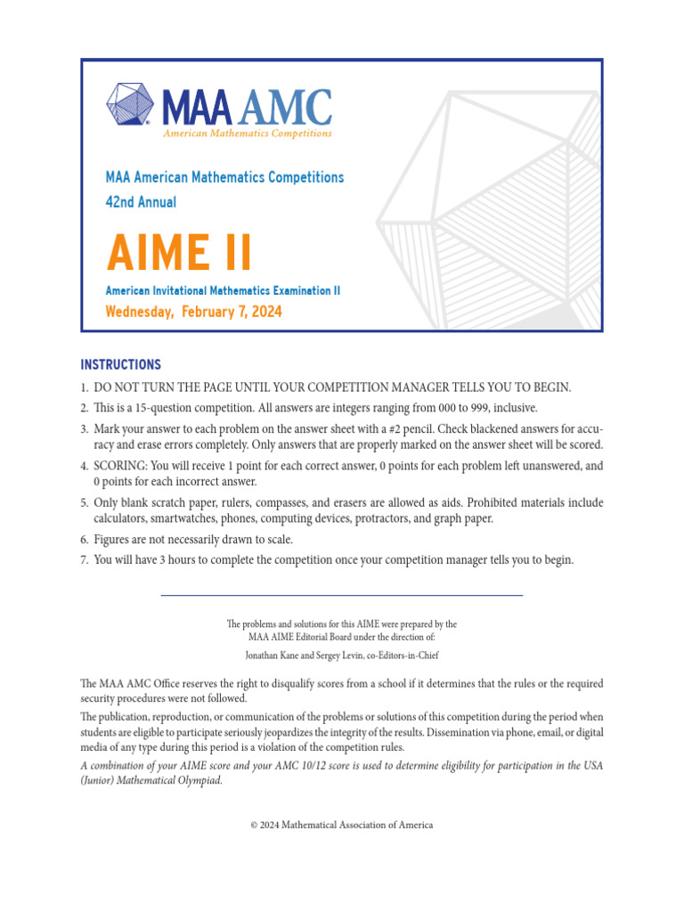 2024 AIME II Problems | PDF | Circle | Elementary Mathematics