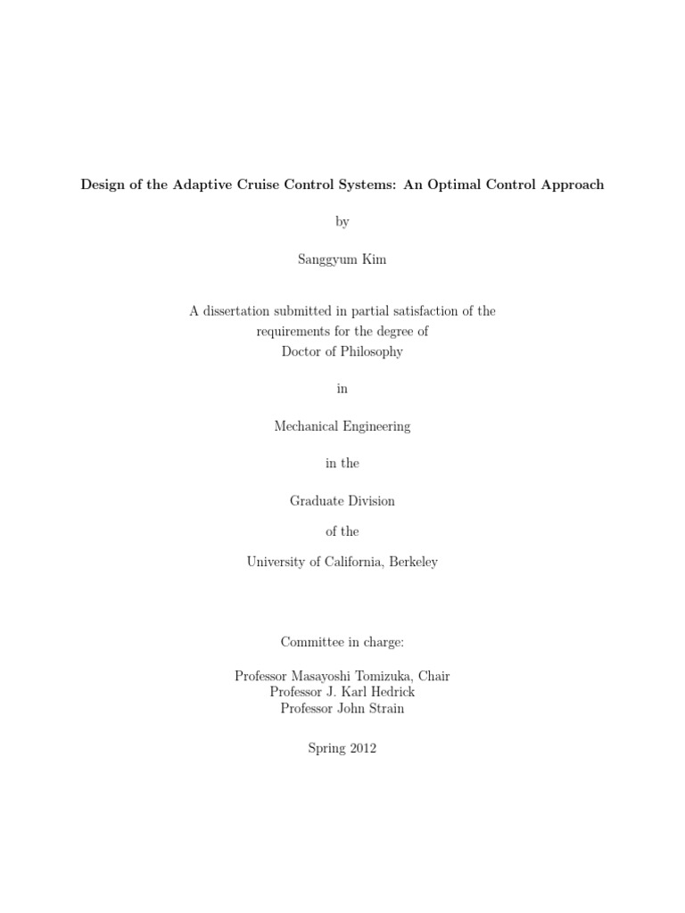 Optimal Control for Adaptive Cruise Control | PDF | Control Theory ...