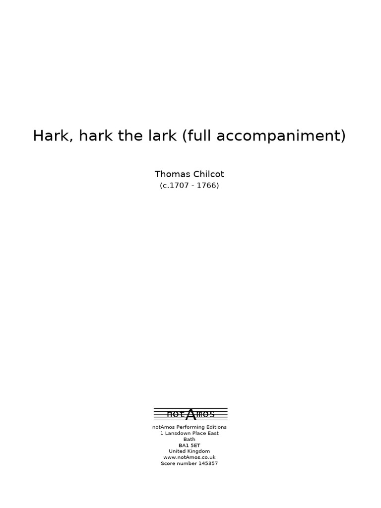 Hark, Hark, The Lark - Thomas Chilcot | PDF | Necked Lutes | Bowed ...