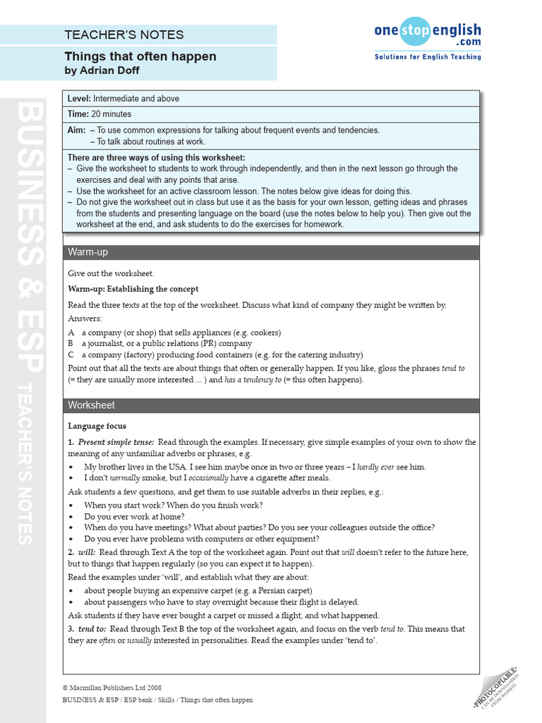 Teacher's Notes on Common Business Routines | PDF | Linguistics