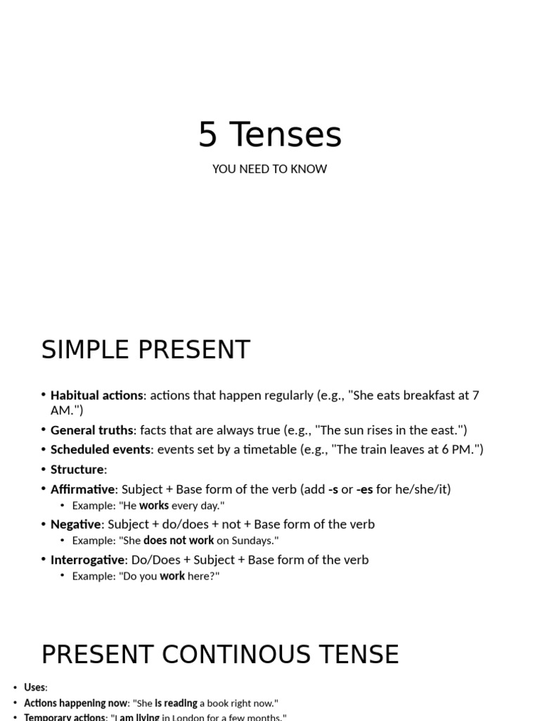Understanding English Tenses | PDF | Grammatical Tense | Verb