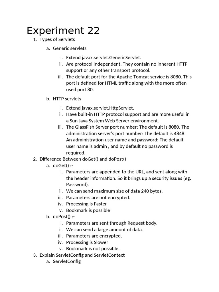 Servlet Types and HTTP Methods Explained | PDF | Web Server | Internet ...