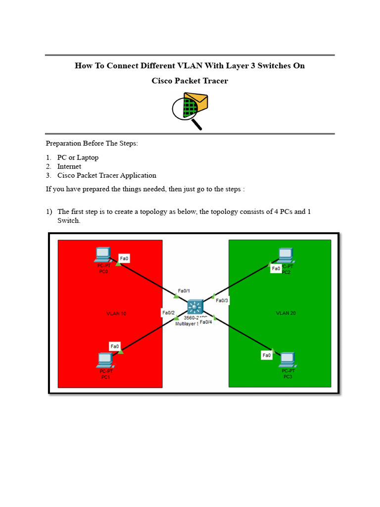 How To Connect Different Vlan With Layer 3 Switches On CPT | PDF | Ip ...