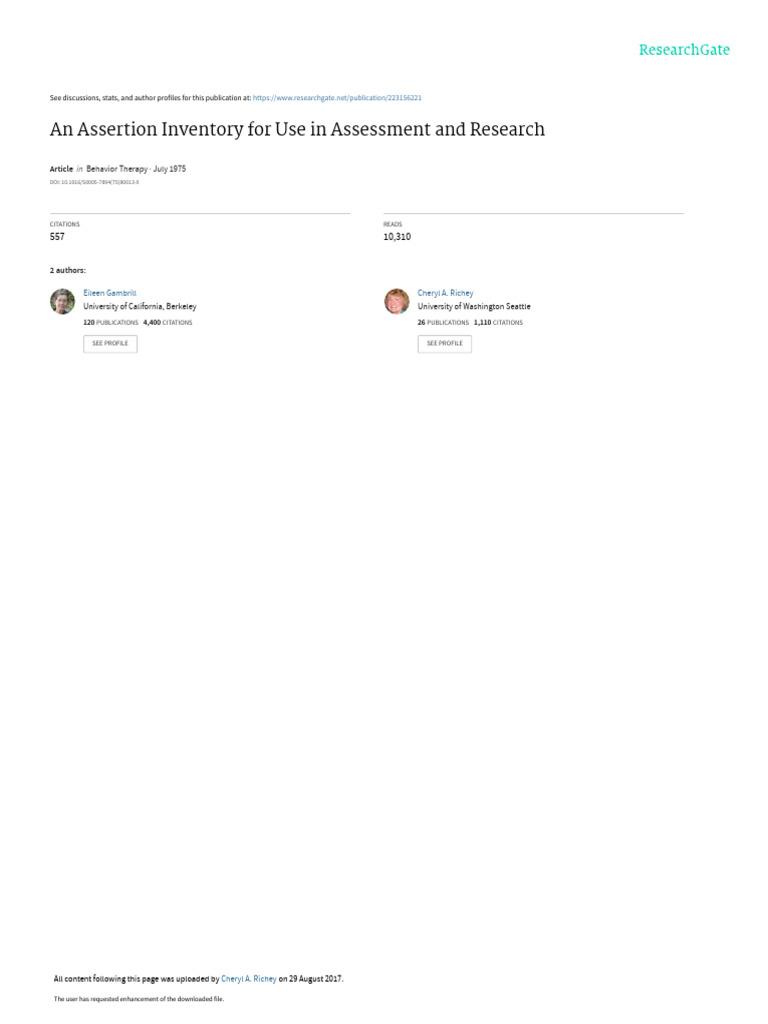 Assertion Inventory for Assessment Research | PDF