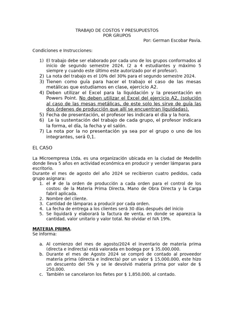 Trabajo de Costos y Presupuestos | PDF | Presupuesto | Economias