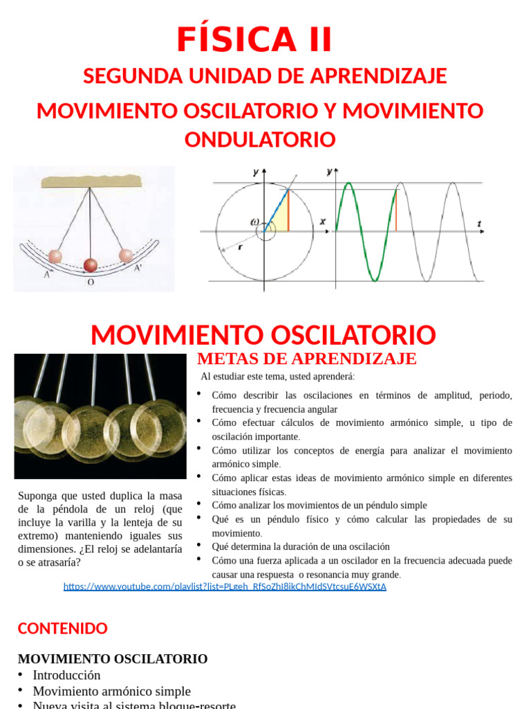 Movimiento Oscilatorio y Armónico Simple | PDF | Oscilación | Péndulo
