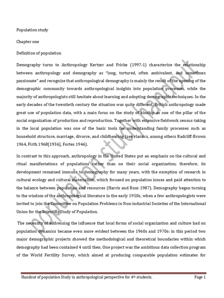 Understanding Population Studies in Anthropology | PDF | Sampling ...