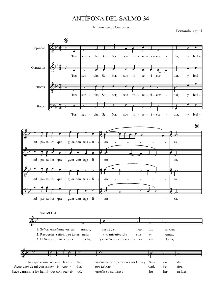 Salmo 34 - Antífona (Coro) | PDF | Musica Religiosa | Adoración ...