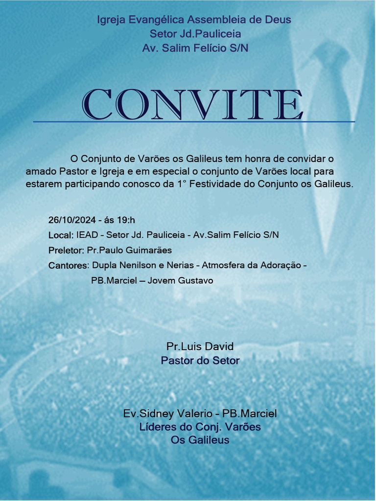 Convite para Festividade dos Varões | PDF