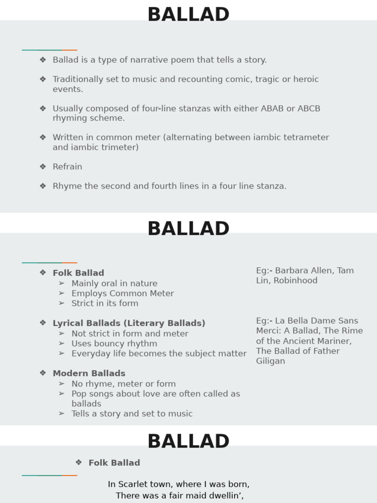 Understanding Ballad Forms and Types | PDF | Ballad | Poetry