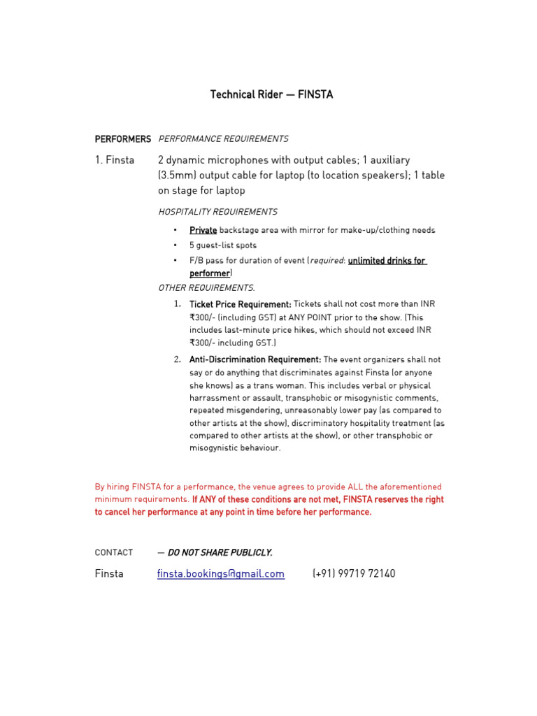 Finsta - Tech Rider - 2022 | PDF