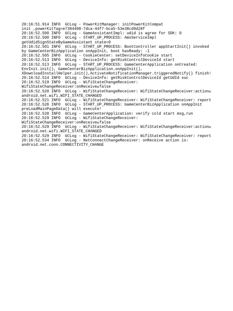 Game Center Application Startup Log | PDF
