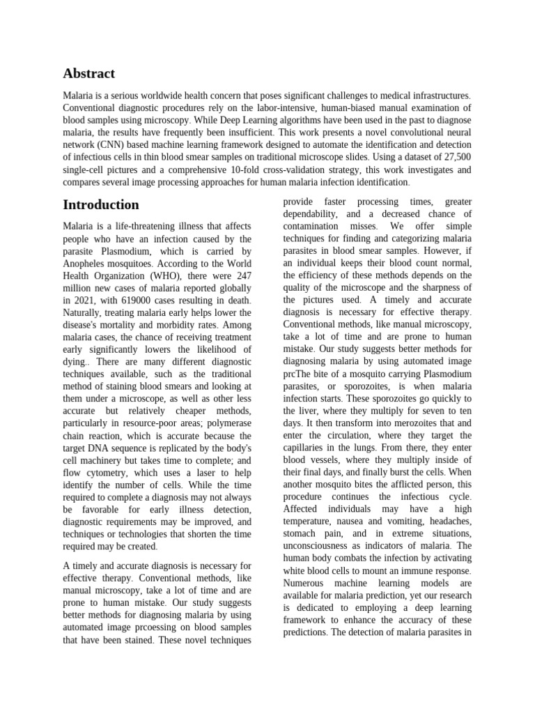Deep Learning for Malaria Diagnosis | PDF | Malaria | Receiver ...