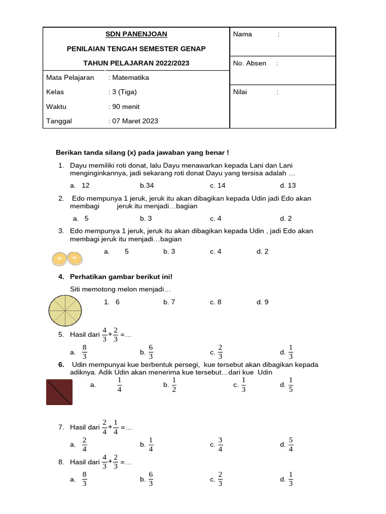 Soal Matematika Kelas 3 Semester Genap | PDF
