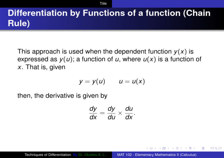 Differentiation by Functions of A Function (Chain Rule) | PDF ...