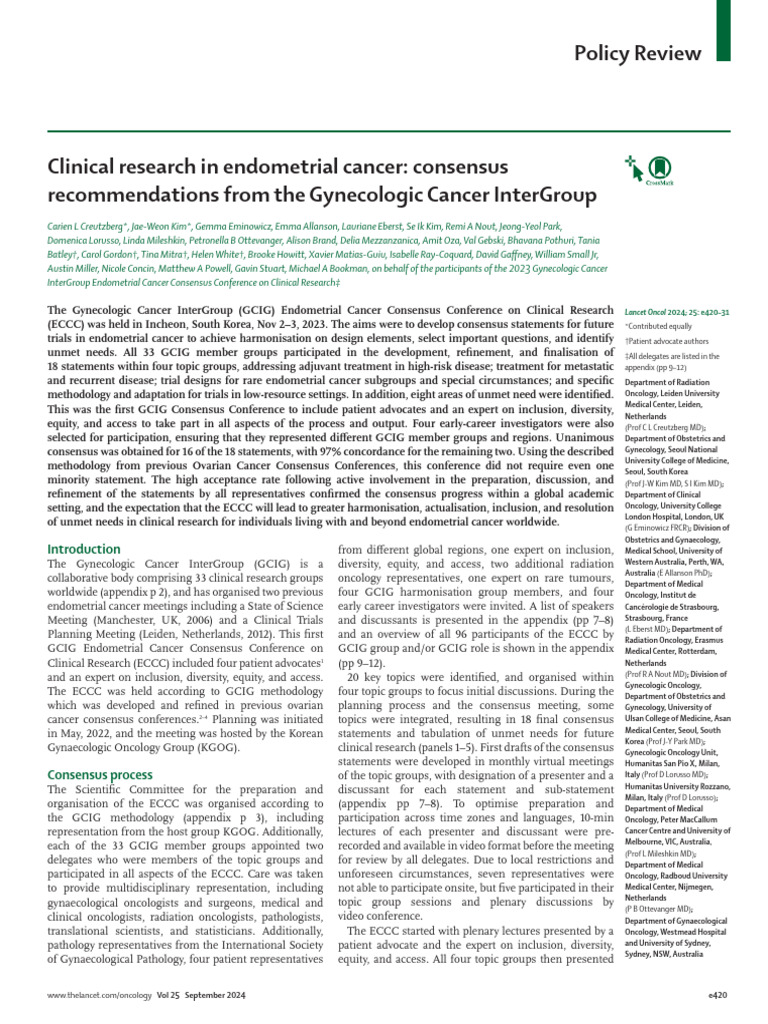 ECCC Lancet Oncology 2024 | PDF | Clinical Trial | Biomarker