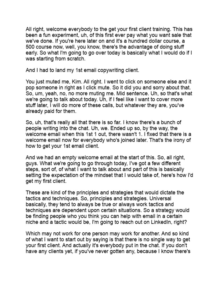 Get Your First Client Training Transcript | PDF | Luck | Gmail