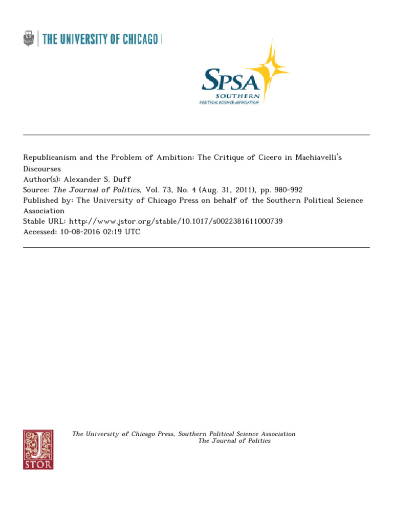 The Critique of Cicero in Machiavelli's Discourse | PDF | Niccolò  Machiavelli | Cicero, image size:768x1024