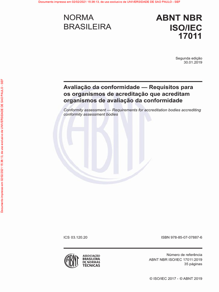 Requisitos da ABNT NBR ISO/IEC 17011 | PDF